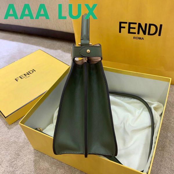 Replica Fendi Women FF Peekaboo Medium Calfskin Leather Bag-Dark Green 5