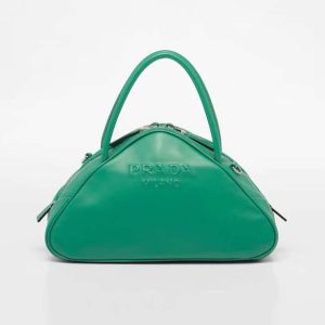 Replica Prada Women Leather Prada Triangle Bag-Green