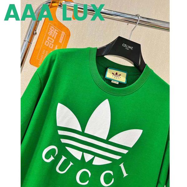 Replica Gucci GG Men Adidas x Gucci Cotton Jersey T-Shirt Green Jersey Crewneck Oversize Fit 8