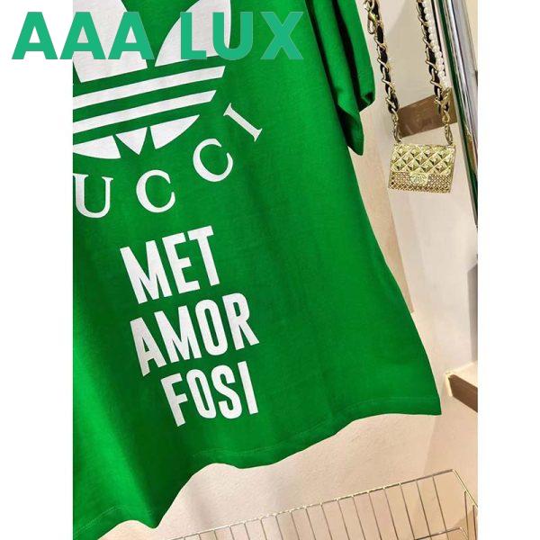 Replica Gucci GG Men Adidas x Gucci Cotton Jersey T-Shirt Green Jersey Crewneck Oversize Fit 10