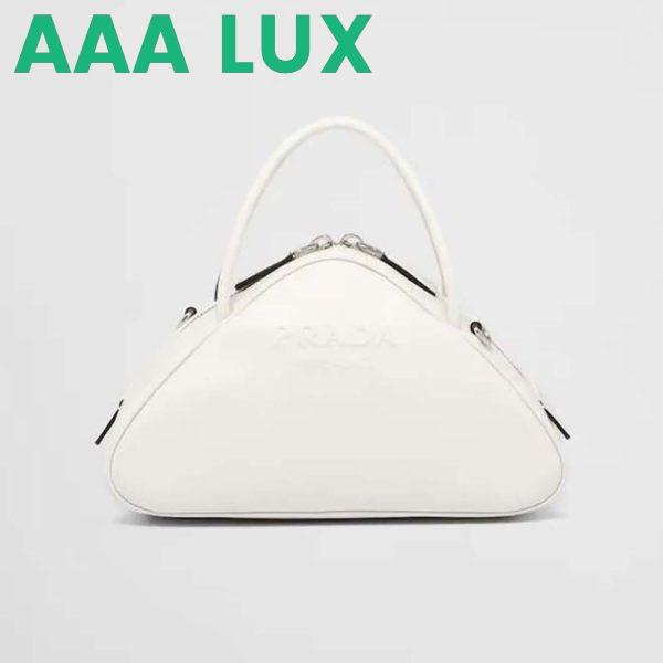 Replica Prada Women Leather Prada Triangle Bag-White