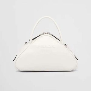 Replica Prada Women Leather Prada Triangle Bag-White 2