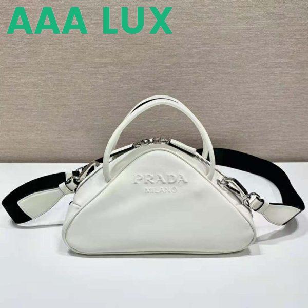 Replica Prada Women Leather Prada Triangle Bag-White 3