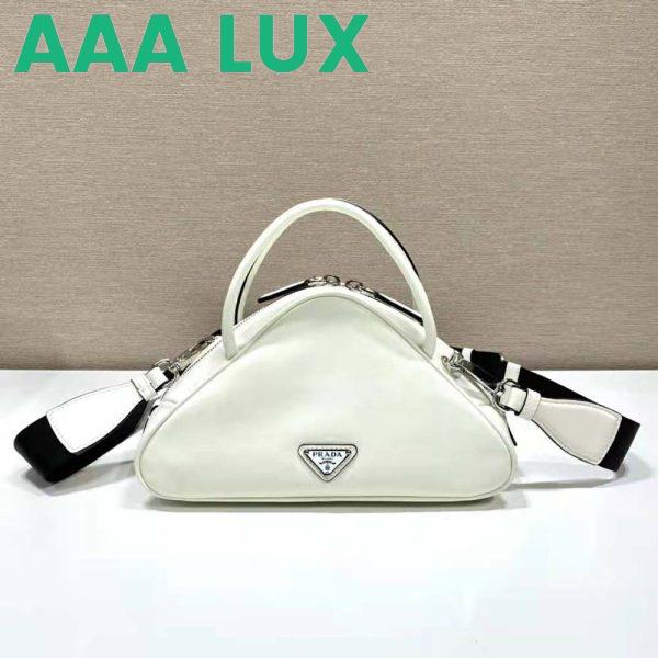 Replica Prada Women Leather Prada Triangle Bag-White 4