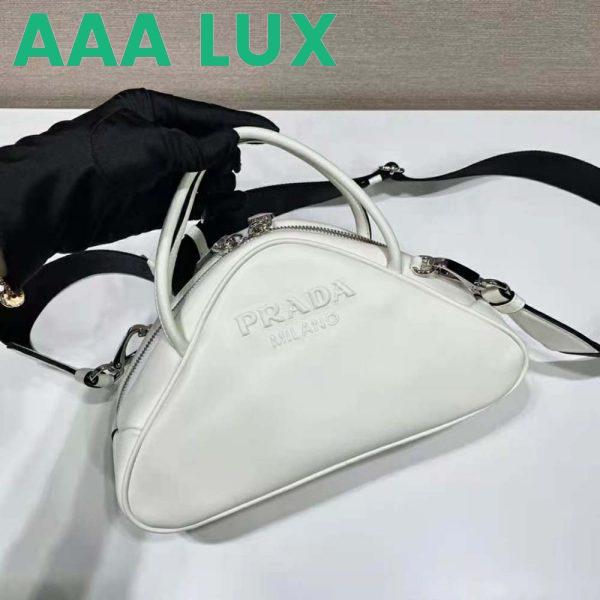 Replica Prada Women Leather Prada Triangle Bag-White 5
