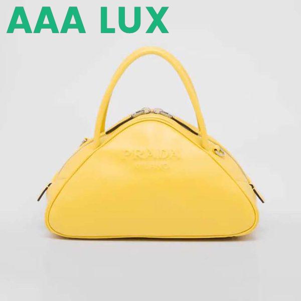 Replica Prada Women Leather Prada Triangle Bag-Yellow 2