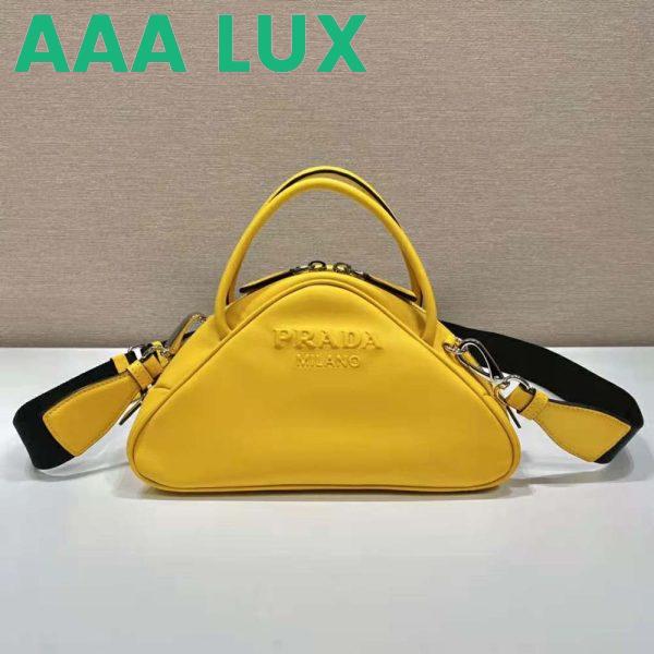 Replica Prada Women Leather Prada Triangle Bag-Yellow 3