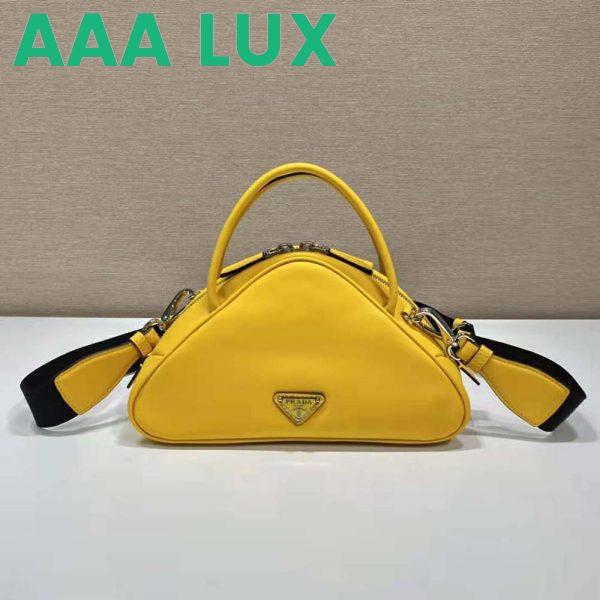 Replica Prada Women Leather Prada Triangle Bag-Yellow 4