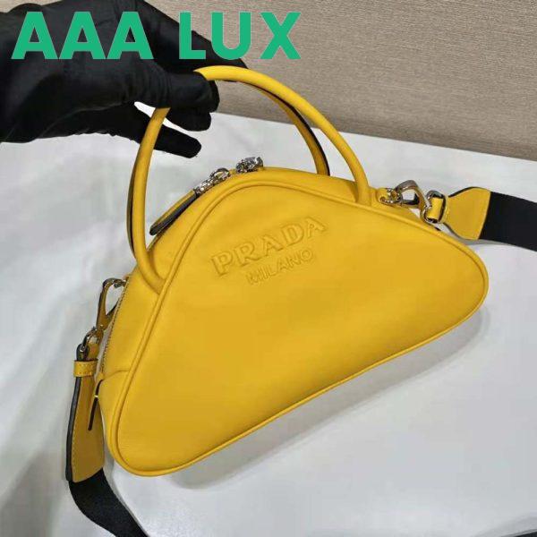 Replica Prada Women Leather Prada Triangle Bag-Yellow 5