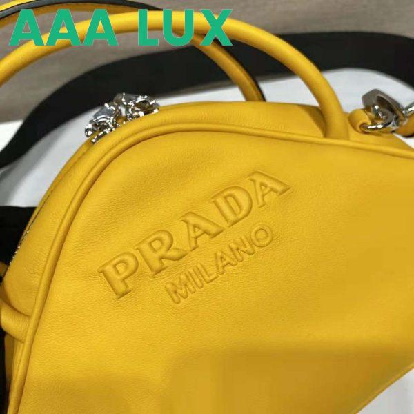 Replica Prada Women Leather Prada Triangle Bag-Yellow 9