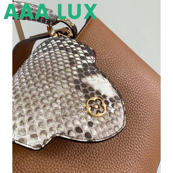 Replica Louis Vuitton LV Women Capucines BB Handbag Brown Taurillon Python Skin Leather 10