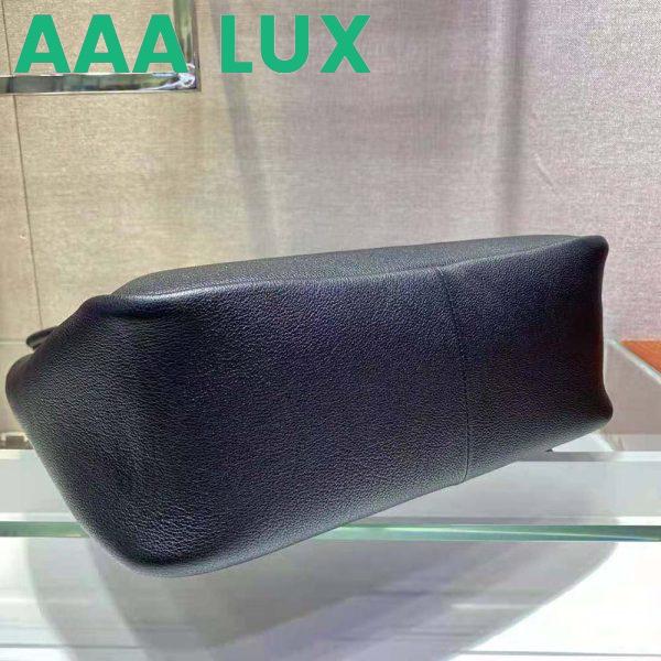 Replica Prada Women Medium Leather Handbag with the Prada Metal Lettering Logo Illuminating Its Center-Black 9