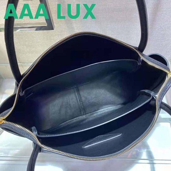Replica Prada Women Medium Leather Handbag with the Prada Metal Lettering Logo Illuminating Its Center-Black 10