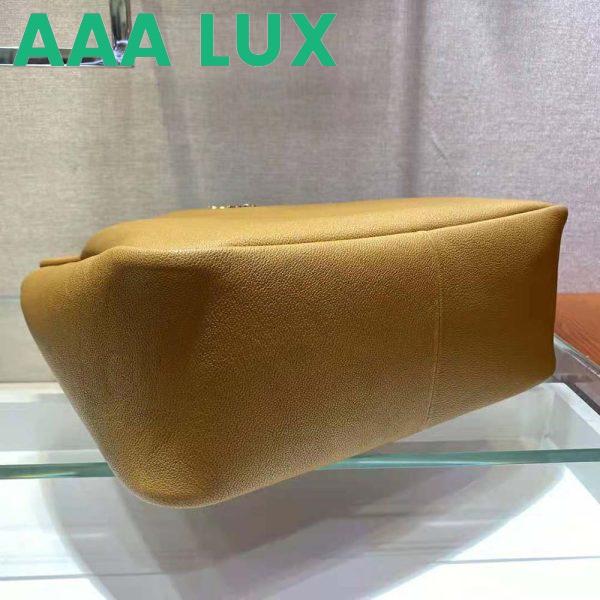 Replica Prada Women Medium Leather Handbag with the Prada Metal Lettering Logo Illuminating Its Center-Brown 8