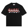 Replica Gucci GG Men Cotton Jersey T-Shirt Black Gucci Mirror Print Crewneck Oversize Fit