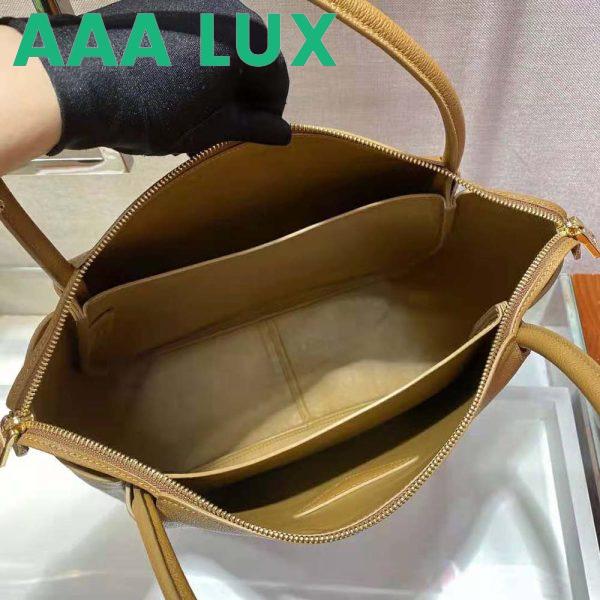 Replica Prada Women Medium Leather Handbag with the Prada Metal Lettering Logo Illuminating Its Center-Brown 10