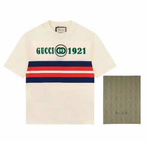 Replica Gucci GG Women Cotton T-Shirt White Cotton Jersey Crewneck Oversize 2