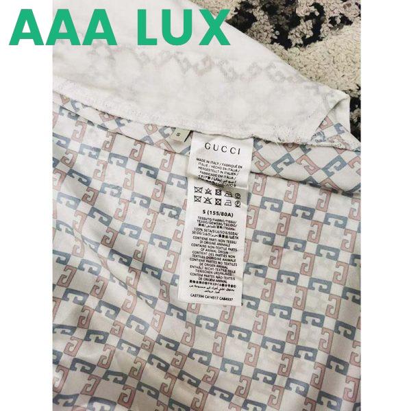 Replica Gucci GG Women Geometric G Print Muslin Bowling Shirt Notch Collar Short Sleeves 10