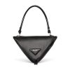 Replica Prada Women Padded Leather Shoulder Bag Triangle-Stitched Padding-Black 10