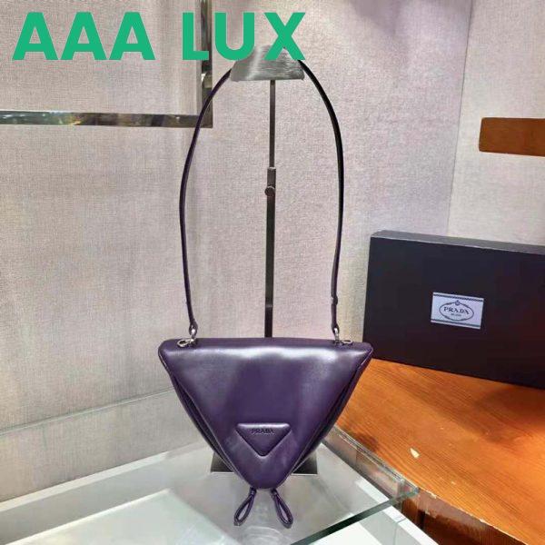 Replica Prada Women Padded Nappa Leather Handbag-Purple 3