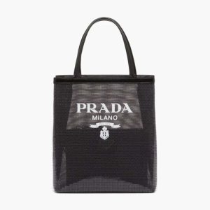 Replica Prada Women Small Sequined Mesh Tote Bag-Black 2