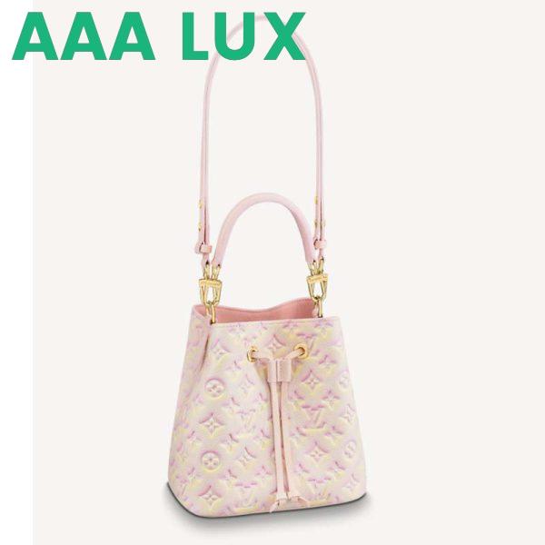 Replica Louis Vuitton LV Women NéoNoé Bucket Bag Pink Sprayed Embossed Grained Cowhide
