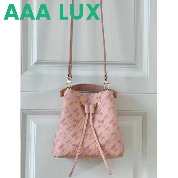 Replica Louis Vuitton LV Women NéoNoé Bucket Bag Pink Sprayed Embossed Grained Cowhide 3