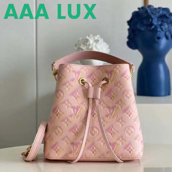 Replica Louis Vuitton LV Women NéoNoé Bucket Bag Pink Sprayed Embossed Grained Cowhide 4