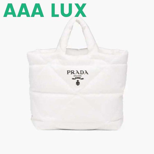 Replica Prada Women Padded Re-Nylon Tote Bag-White 2