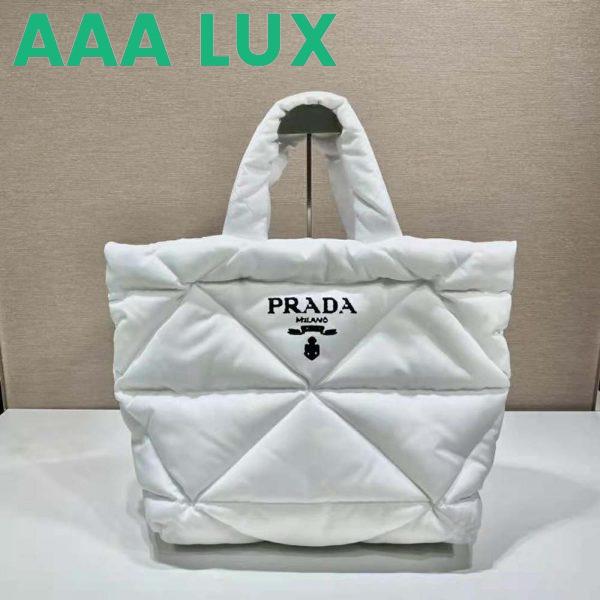 Replica Prada Women Padded Re-Nylon Tote Bag-White 3