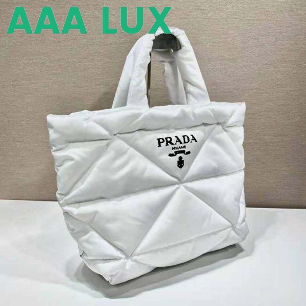 Replica Prada Women Padded Re-Nylon Tote Bag-White 4