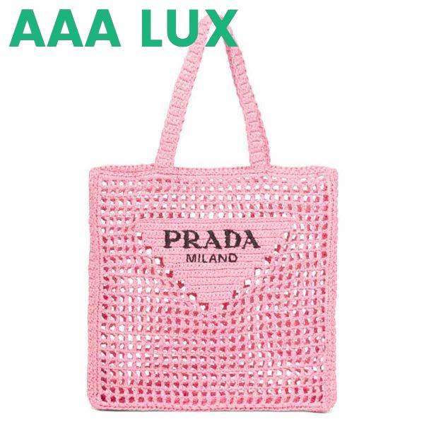 Replica Prada Women Raffia Tote Bag-Pink 2