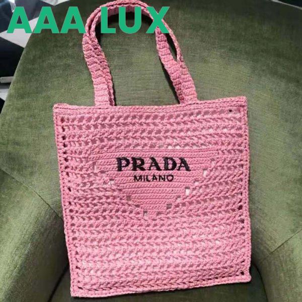 Replica Prada Women Raffia Tote Bag-Pink 3