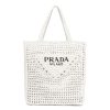 Replica Prada Women Raffia Tote Bag-White