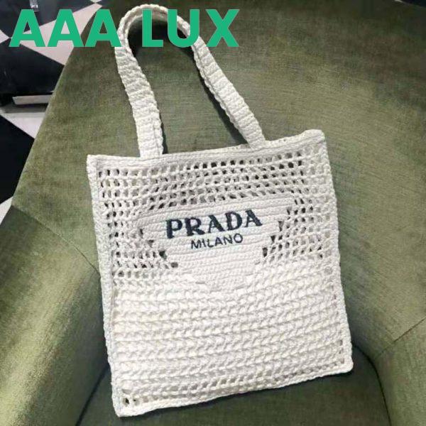 Replica Prada Women Raffia Tote Bag-White 3