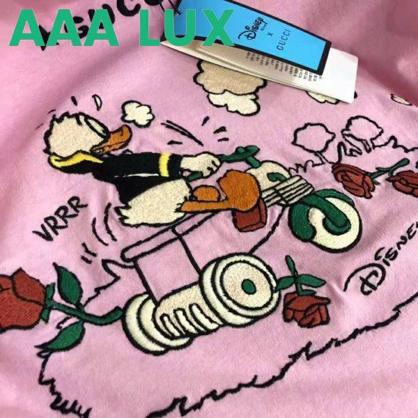 Replica Gucci Men Disney x Gucci Donald Duck T-Shirt Cotton Jersey Crewneck Short Sleeves-Pink 6