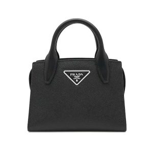 Replica Prada Women Saffiano Leather Prada Kristen Handbag-Black 2
