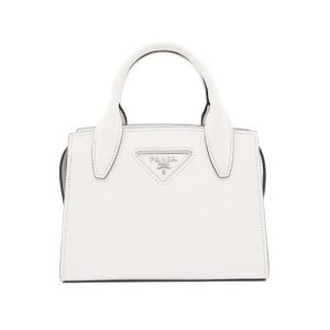 Replica Prada Women Saffiano Leather Prada Kristen Handbag-White 2