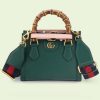 Replica Gucci GG Women Diana Mini Tote Bag Green Leather Double G