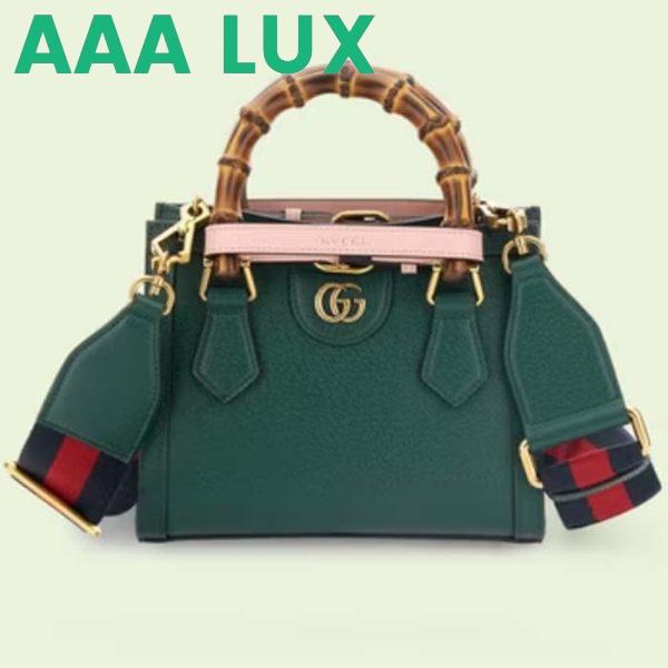 Replica Gucci GG Women Diana Mini Tote Bag Green Leather Double G