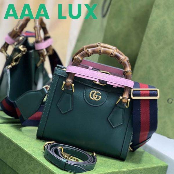 Replica Gucci GG Women Diana Mini Tote Bag Green Leather Double G 3