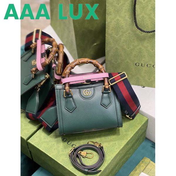 Replica Gucci GG Women Diana Mini Tote Bag Green Leather Double G 5