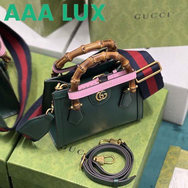 Replica Gucci GG Women Diana Mini Tote Bag Green Leather Double G 7