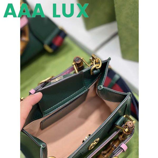 Replica Gucci GG Women Diana Mini Tote Bag Green Leather Double G 10