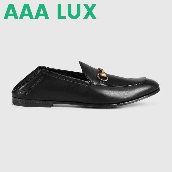 Replica Gucci Men Horsebit Leather Loafer Shoes Black