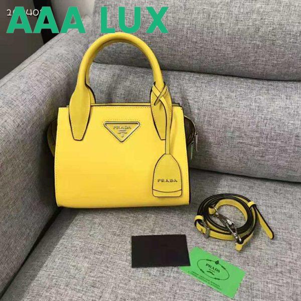 Replica Prada Women Saffiano Leather Prada Kristen Handbag-Yellow 3