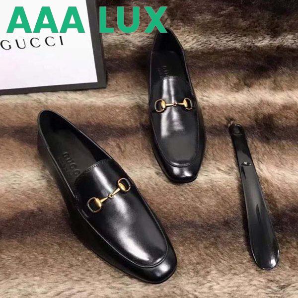 Replica Gucci Men Horsebit Leather Loafer Shoes Black 3