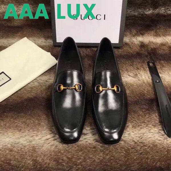 Replica Gucci Men Horsebit Leather Loafer Shoes Black 4
