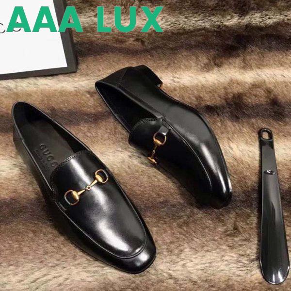 Replica Gucci Men Horsebit Leather Loafer Shoes Black 5