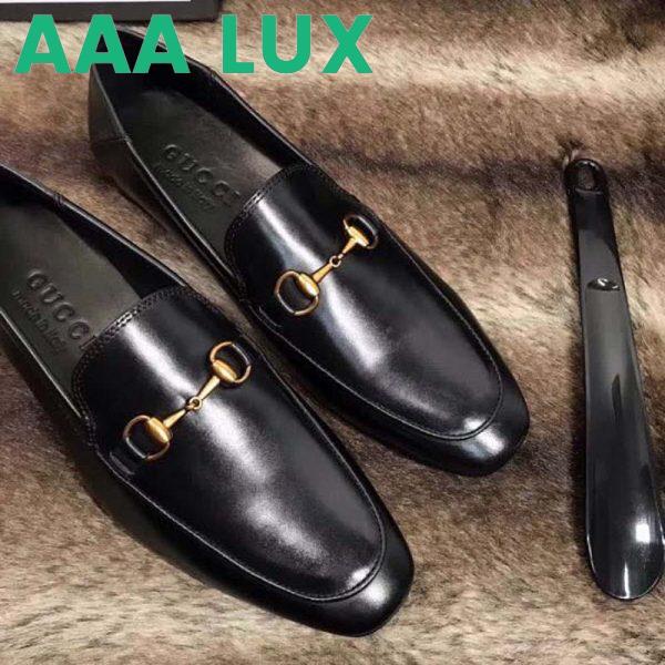 Replica Gucci Men Horsebit Leather Loafer Shoes Black 7